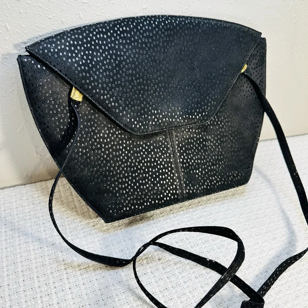 Vintage d'Rossana by‎ Charna Black Stingray Leather (Shagreen) Handbag – Gold